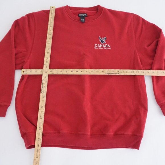 90S Wind River Outfitters Canada Embroidered Moose Red 100% Cotton Crewneck XXL - Picture 3 of 9